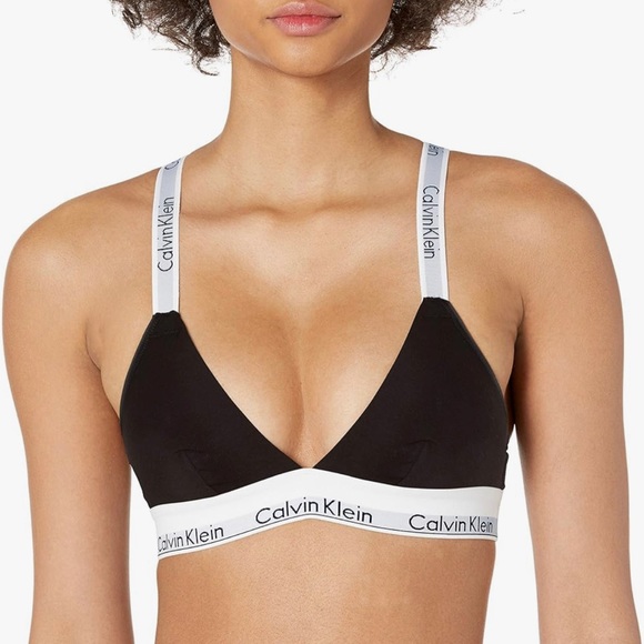NWT Calvin Klein Black Modern Cotton Crossback Unlined V Neck Bralette - Picture 1 of 10